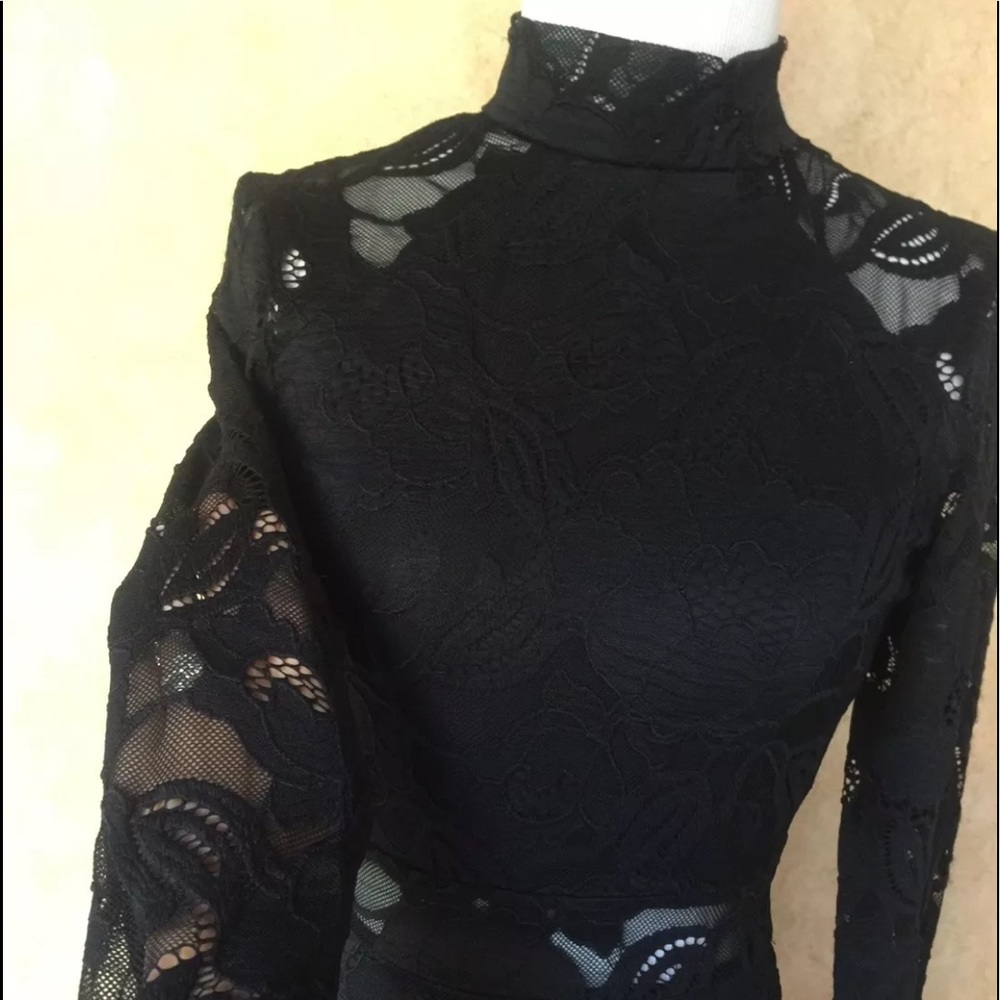$98 NWT XS Aqua Black Lace Panel Cocktail Dress